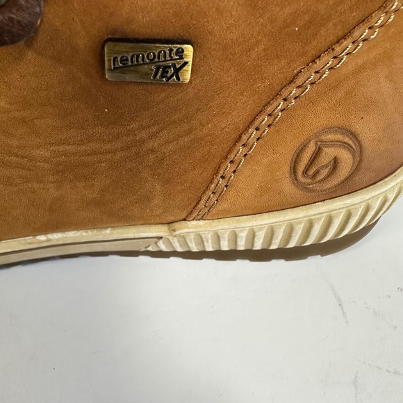 Remonte Tan Leather Ankle Lace Up Boots Faux Shearling Waterproof Zip Winter - Picture 11 of 11